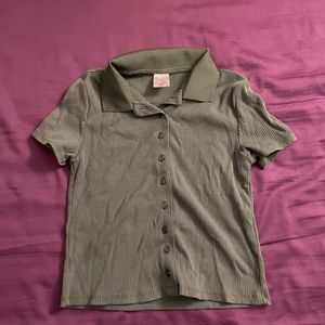 navy green button up